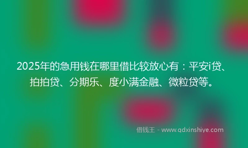 2025年的急用钱在哪里借比较放心有：平安i贷、拍拍贷、分期乐、度小满金融、微粒贷等。