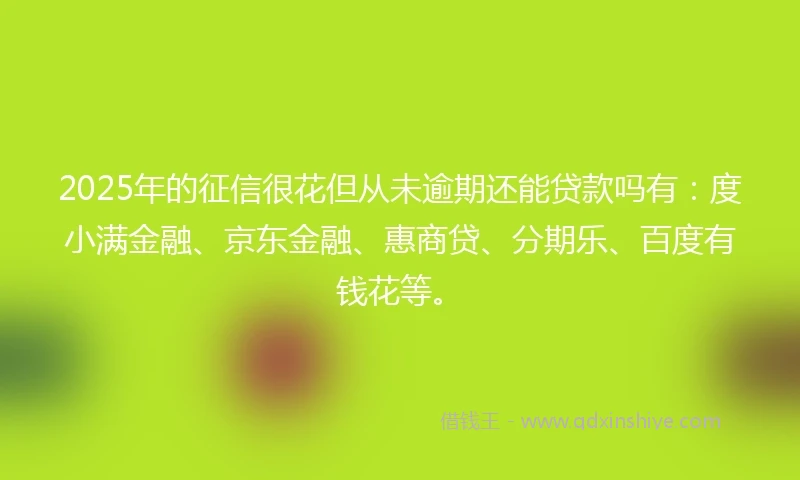 2025年的征信很花但从未逾期还能贷款吗有：度小满金融、京东金融、惠商贷、分期乐、百度有钱花等。
