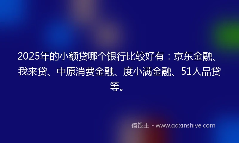 2025年的小额贷哪个银行比较好有：京东金融、我来贷、中原消费金融、度小满金融、51人品贷等。