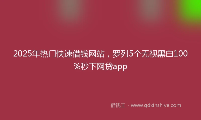 2025年热门快速借钱网站，罗列5个无视黑白100%秒下网贷app