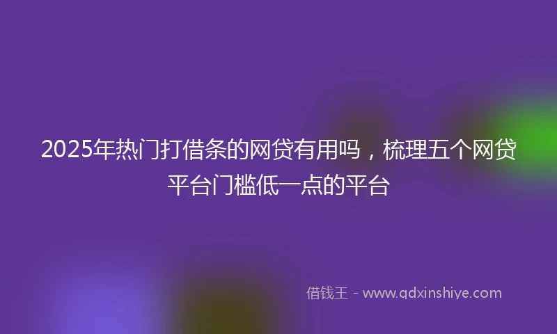 2025年热门打借条的网贷有用吗，梳理五个网贷平台门槛低一点的平台