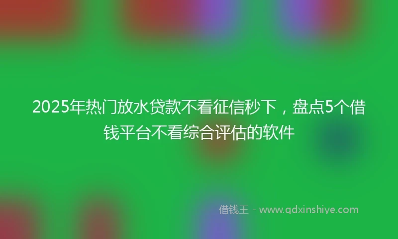 2025年热门放水贷款不看征信秒下，盘点5个借钱平台不看综合评估的软件