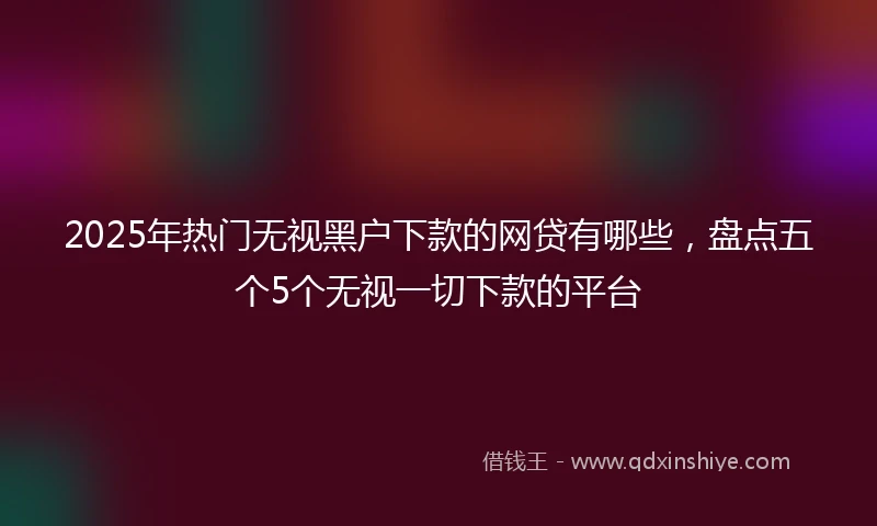 2025年热门无视黑户下款的网贷有哪些，盘点五个5个无视一切下款的平台