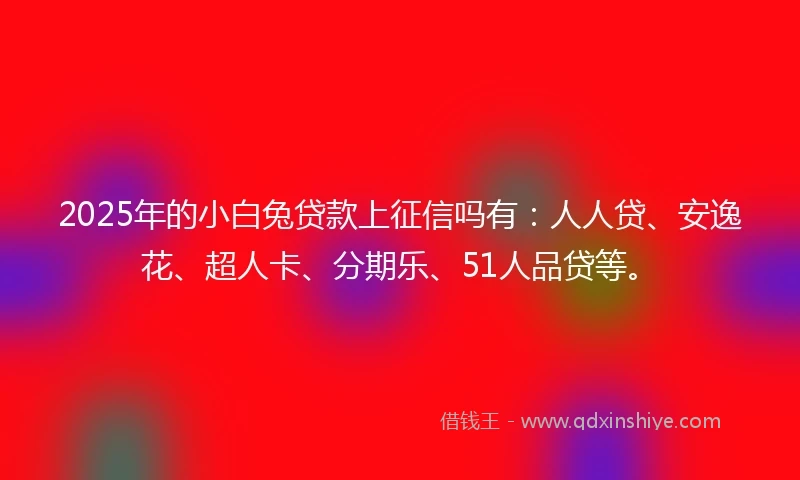 2025年的小白兔贷款上征信吗有：人人贷、安逸花、超人卡、分期乐、51人品贷等。