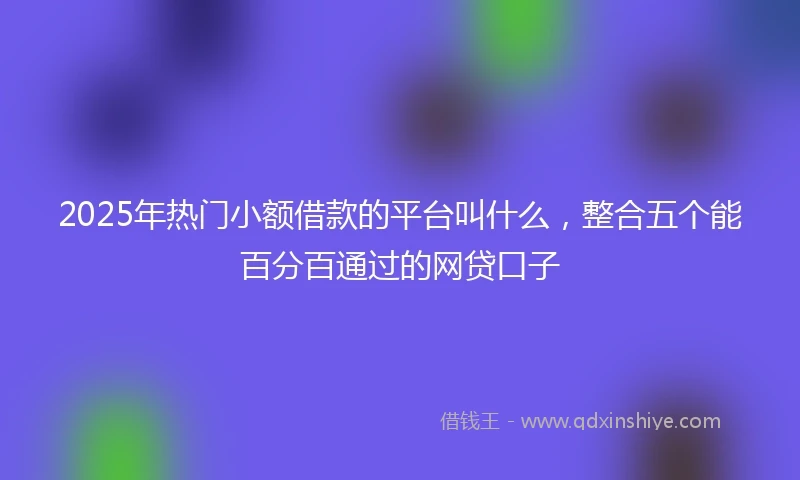 2025年热门小额借款的平台叫什么，整合五个能百分百通过的网贷口子