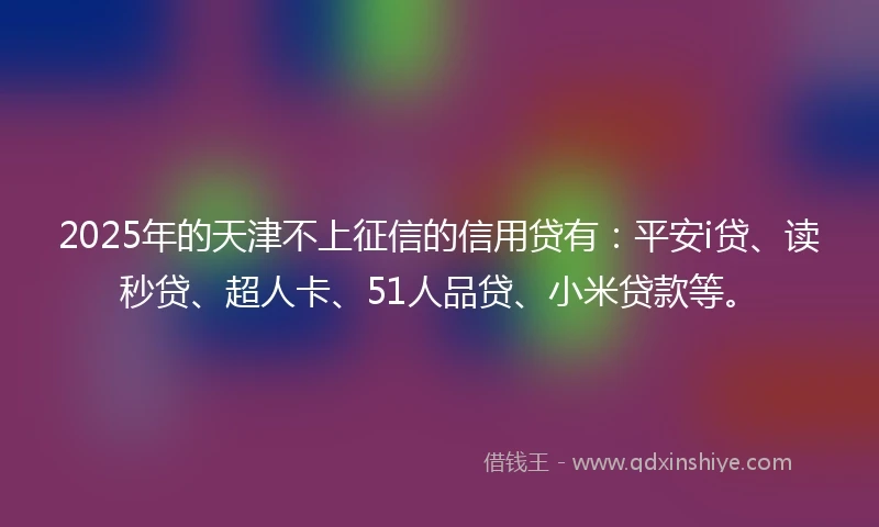 2025年的天津不上征信的信用贷有：平安i贷、读秒贷、超人卡、51人品贷、小米贷款等。