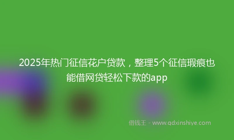 2025年热门征信花户贷款，整理5个征信瑕疵也能借网贷轻松下款的app