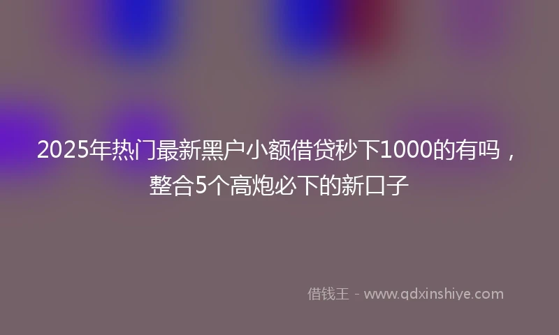 2025年热门最新黑户小额借贷秒下1000的有吗，整合5个高炮必下的新口子
