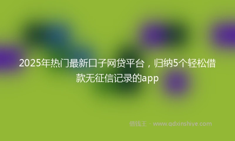 2025年热门最新口子网贷平台，归纳5个轻松借款无征信记录的app
