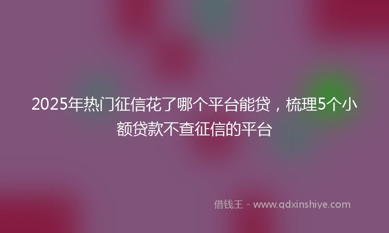2025年热门征信花了哪个平台能贷，梳理5个小额贷款不查征信的平台