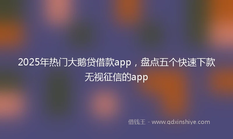 2025年热门大鹅贷借款app，盘点五个快速下款无视征信的app