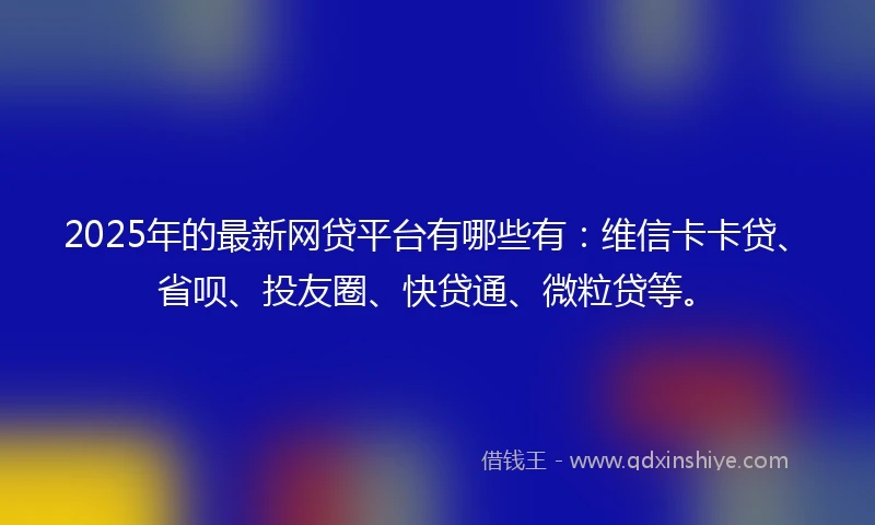 2025年的最新网贷平台有哪些有：维信卡卡贷、省呗、投友圈、快贷通、微粒贷等。