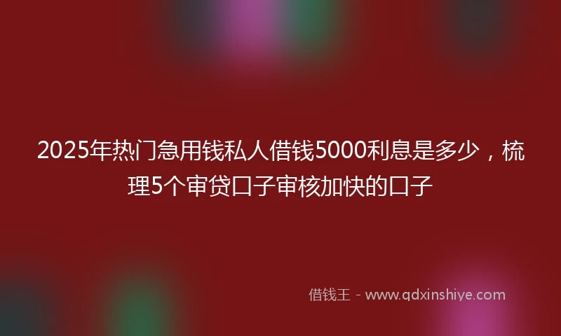 2025年热门急用钱私人借钱5000利息是多少，梳理5个审贷口子审核加快的口子