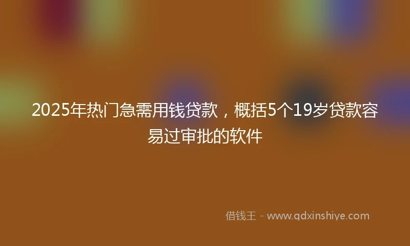 2025年热门急需用钱贷款，概括5个19岁贷款容易过审批的软件
