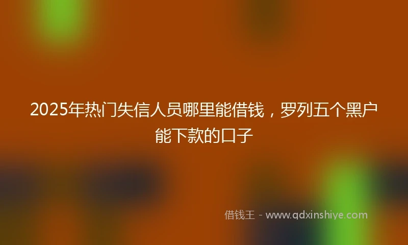 2025年热门失信人员哪里能借钱，罗列五个黑户能下款的口子