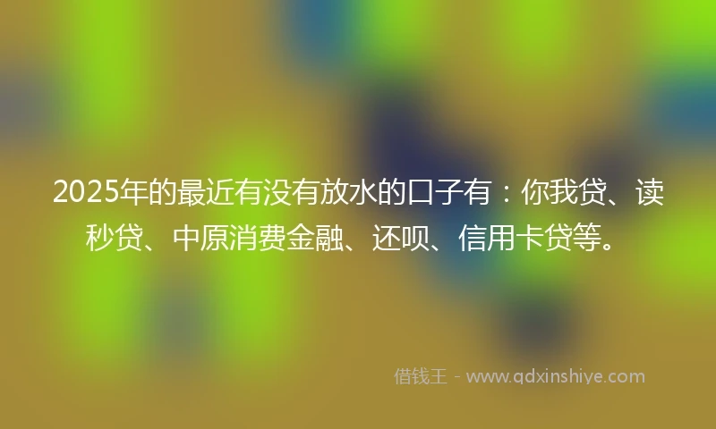 2025年的最近有没有放水的口子有：你我贷、读秒贷、中原消费金融、还呗、信用卡贷等。
