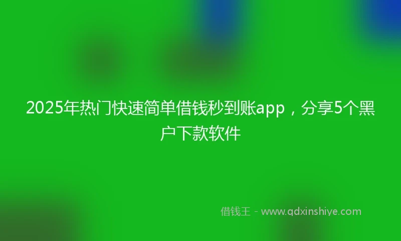 2025年热门快速简单借钱秒到账app，分享5个黑户下款软件