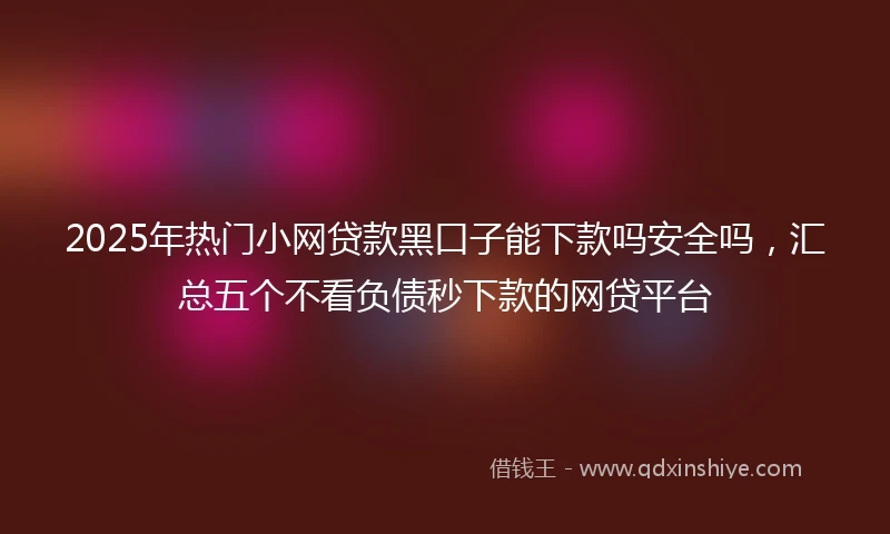 2025年热门小网贷款黑口子能下款吗安全吗，汇总五个不看负债秒下款的网贷平台
