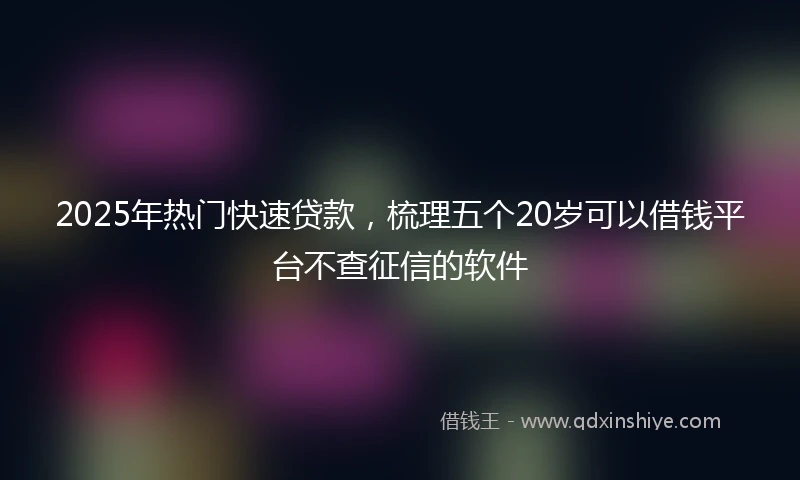 2025年热门快速贷款，梳理五个20岁可以借钱平台不查征信的软件