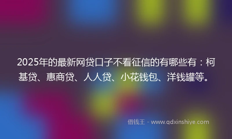 2025年的最新网贷口子不看征信的有哪些有：柯基贷、惠商贷、人人贷、小花钱包、洋钱罐等。