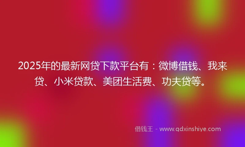 2025年的最新网贷下款平台有：微博借钱、我来贷、小米贷款、美团生活费、功夫贷等。