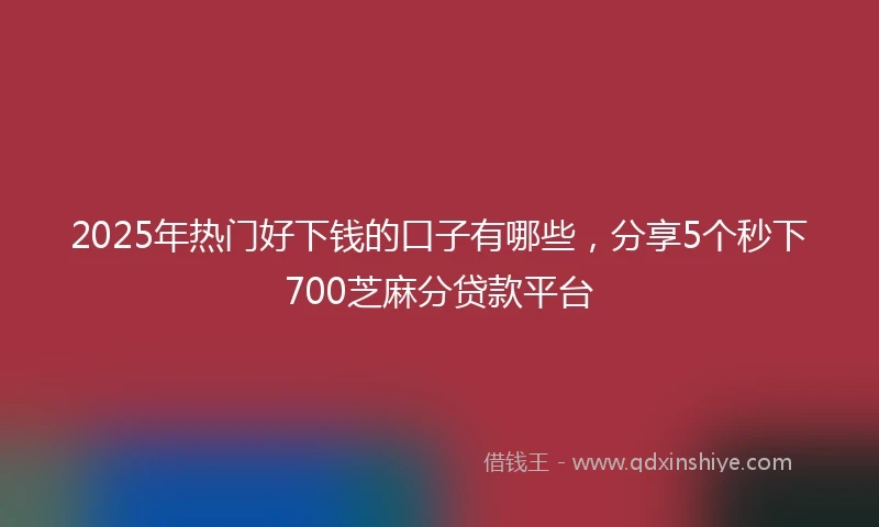 2025年热门好下钱的口子有哪些，分享5个秒下700芝麻分贷款平台
