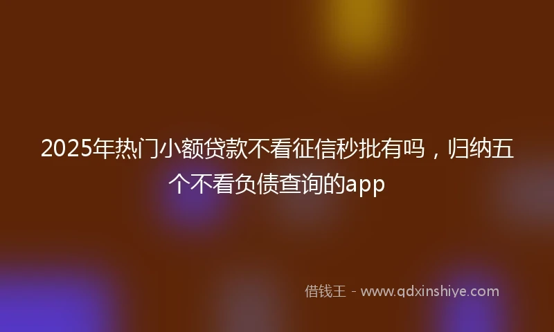 2025年热门小额贷款不看征信秒批有吗，归纳五个不看负债查询的app