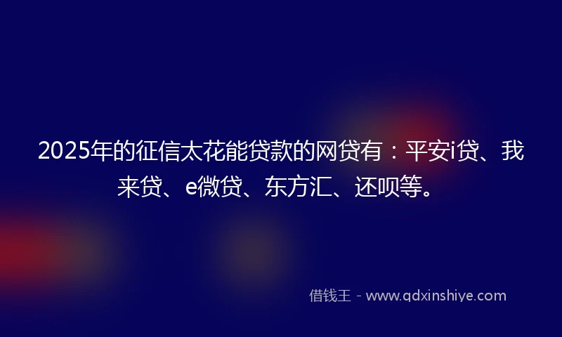 2025年的征信太花能贷款的网贷有：平安i贷、我来贷、e微贷、东方汇、还呗等。