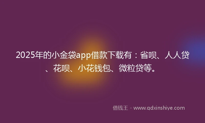 2025年的小金袋app借款下载有：省呗、人人贷、花呗、小花钱包、微粒贷等。