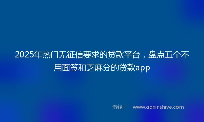 2025年热门无征信要求的贷款平台，盘点五个不用面签和芝麻分的贷款app