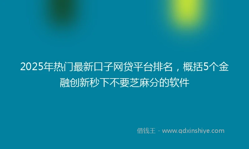 2025年热门最新口子网贷平台排名，概括5个金融创新秒下不要芝麻分的软件