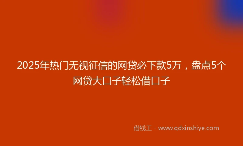 2025年热门无视征信的网贷必下款5万，盘点5个网贷大口子轻松借口子