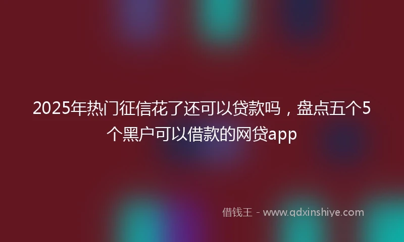 2025年热门征信花了还可以贷款吗，盘点五个5个黑户可以借款的网贷app