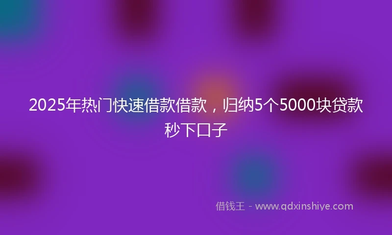 2025年热门快速借款借款，归纳5个5000块贷款秒下口子