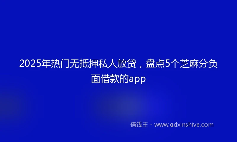2025年热门无抵押私人放贷，盘点5个芝麻分负面借款的app