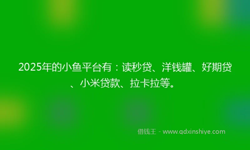 2025年的小鱼平台有：读秒贷、洋钱罐、好期贷、小米贷款、拉卡拉等。