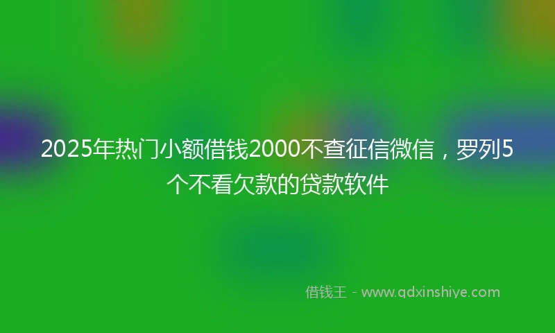 2025年热门小额借钱2000不查征信微信，罗列5个不看欠款的贷款软件