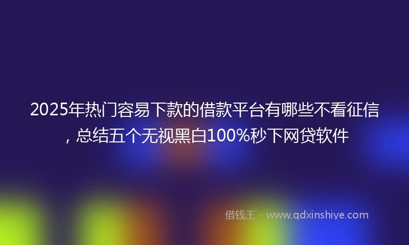 2025年热门容易下款的借款平台有哪些不看征信，总结五个无视黑白100%秒下网贷软件