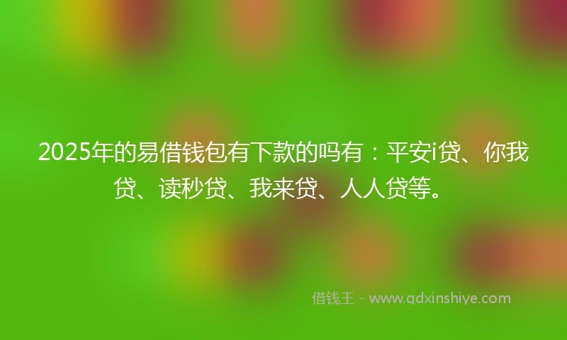 2025年的易借钱包有下款的吗有：平安i贷、你我贷、读秒贷、我来贷、人人贷等。