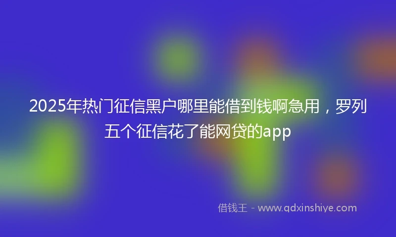 2025年热门征信黑户哪里能借到钱啊急用，罗列五个征信花了能网贷的app
