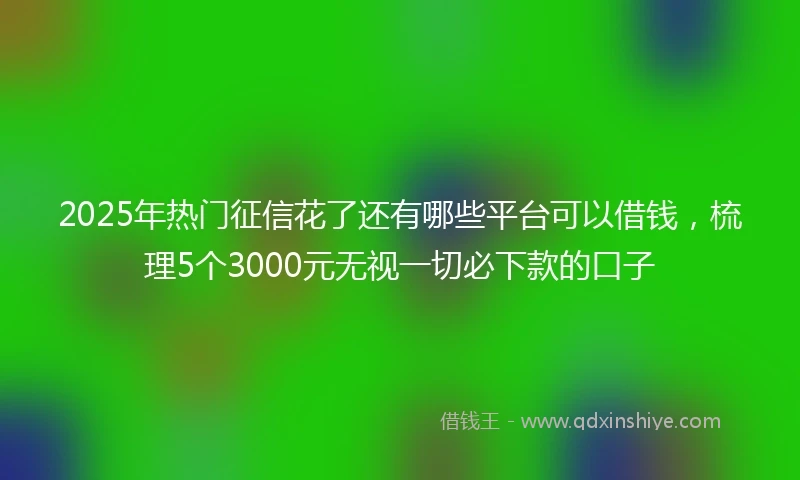 2025年热门征信花了还有哪些平台可以借钱，梳理5个3000元无视一切必下款的口子