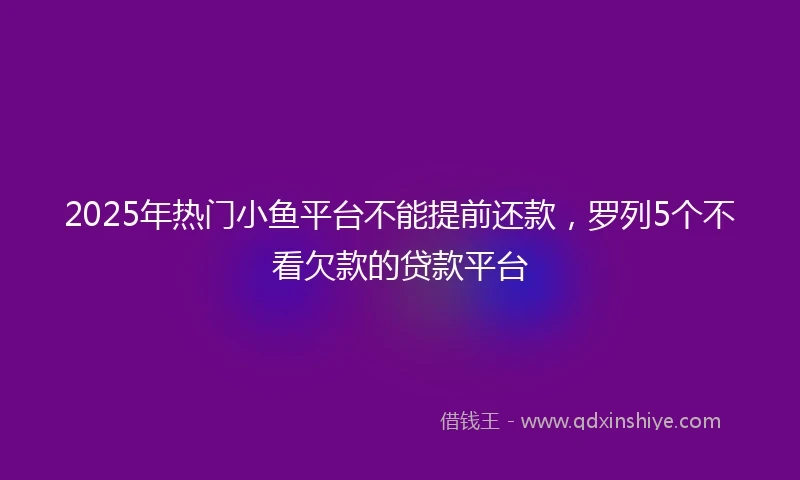 2025年热门小鱼平台不能提前还款，罗列5个不看欠款的贷款平台
