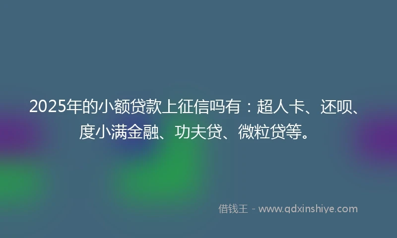 2025年的小额贷款上征信吗有：超人卡、还呗、度小满金融、功夫贷、微粒贷等。