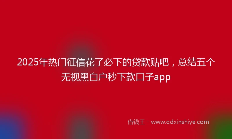 2025年热门征信花了必下的贷款贴吧，总结五个无视黑白户秒下款口子app