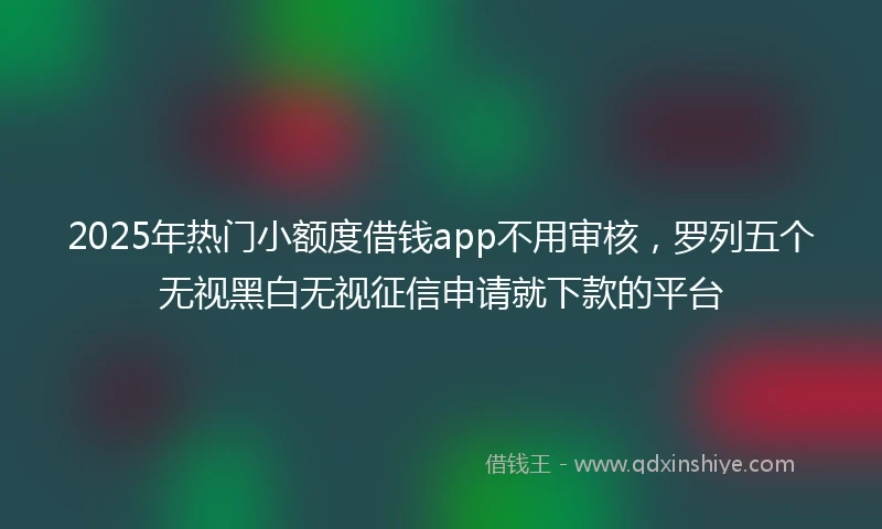 2025年热门小额度借钱app不用审核，罗列五个无视黑白无视征信申请就下款的平台