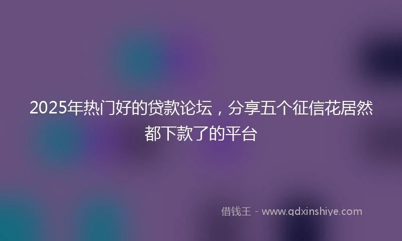 2025年热门好的贷款论坛，分享五个征信花居然都下款了的平台