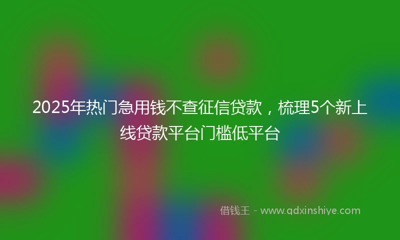 2025年热门急用钱不查征信贷款，梳理5个新上线贷款平台门槛低平台