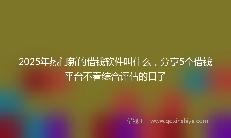 2025年热门新的借钱软件叫什么，分享5个借钱平台不看综合评估的口子
