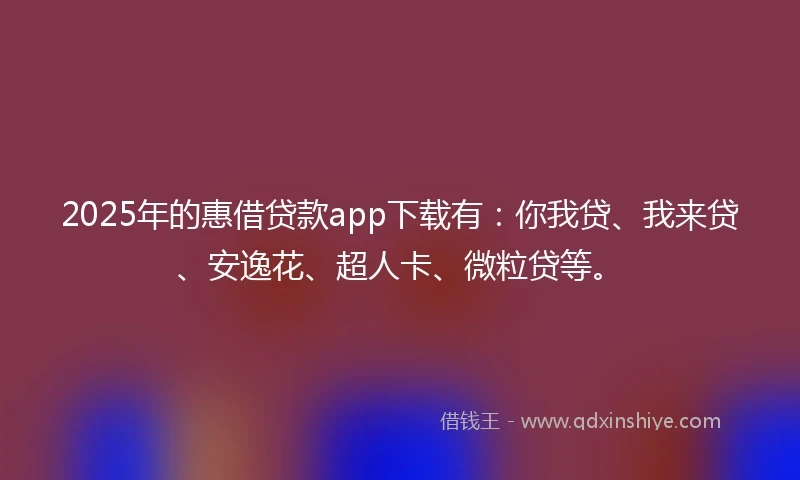 2025年的惠借贷款app下载有：你我贷、我来贷、安逸花、超人卡、微粒贷等。