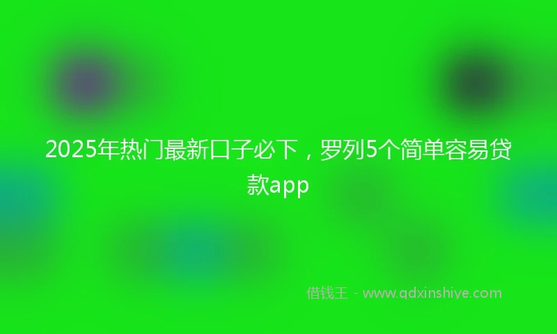 2025年热门最新口子必下，罗列5个简单容易贷款app